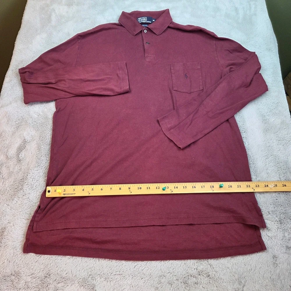 Polo Ralph Lauren Long Sleeve Polo Mens XL Pocket Embroidered Pony Logo Burgundy